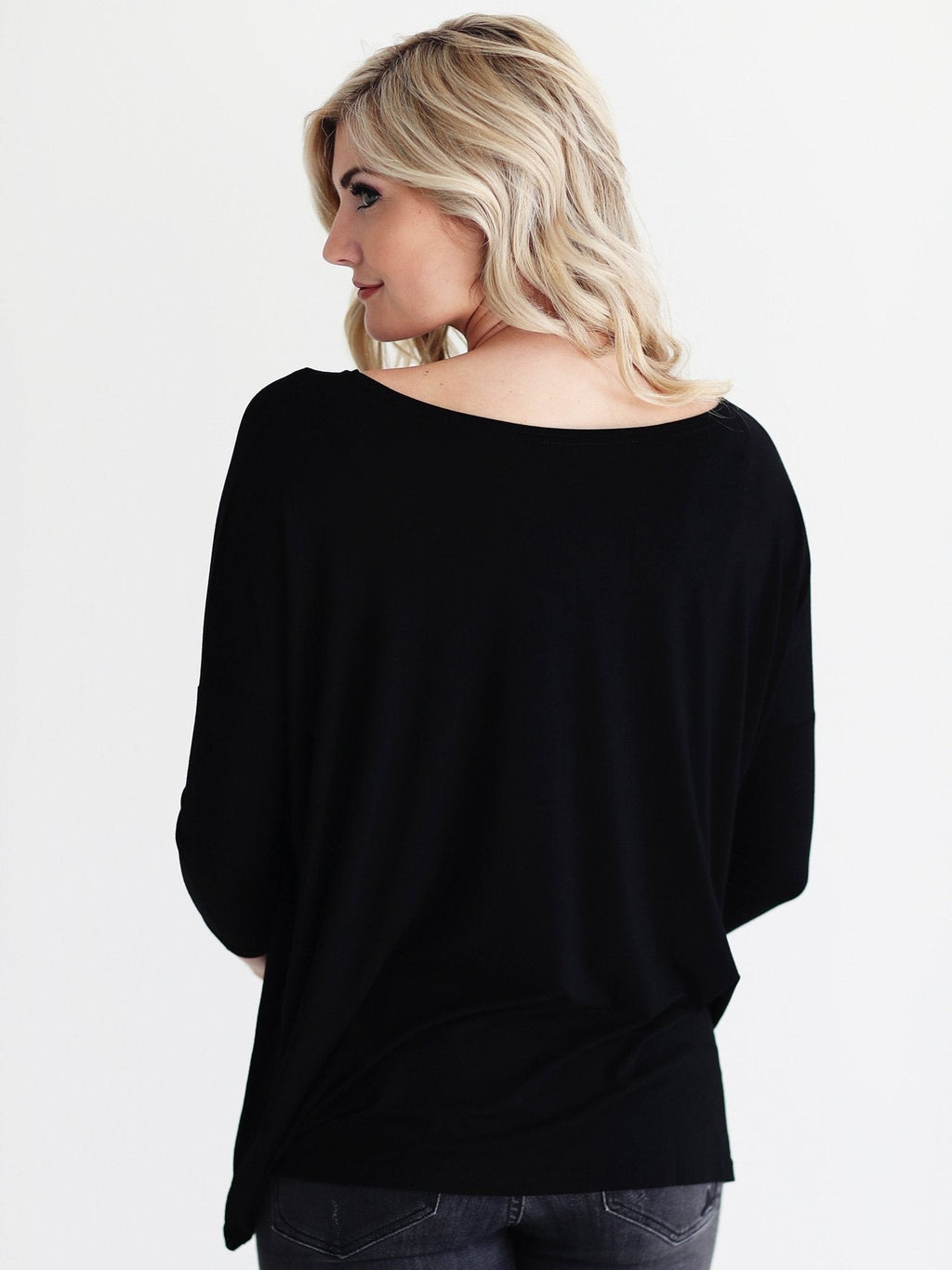 BLACK 3/4 SLEEVE TOP