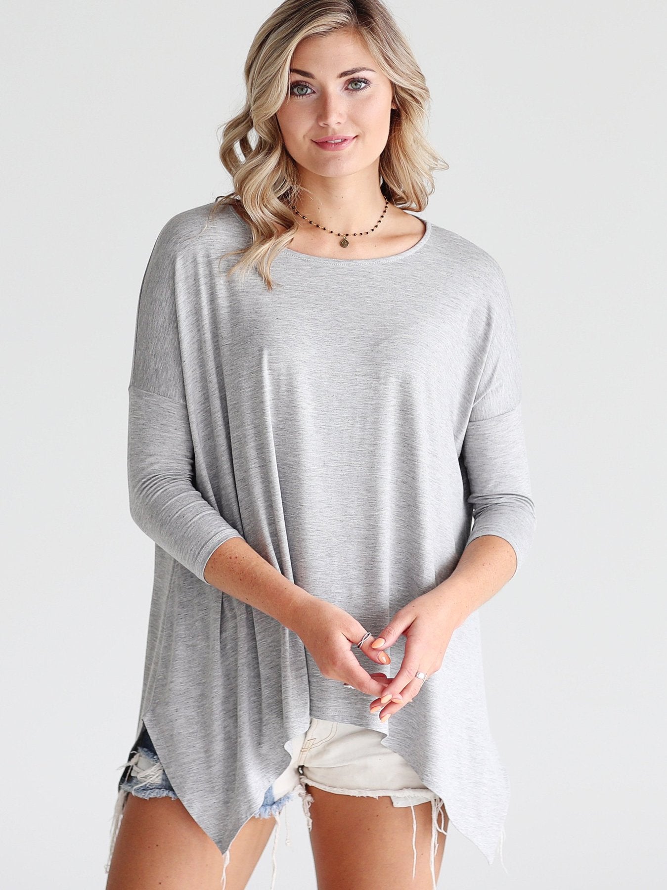 HEATHER GRAY DLMN HANDKERCHIEF TOP