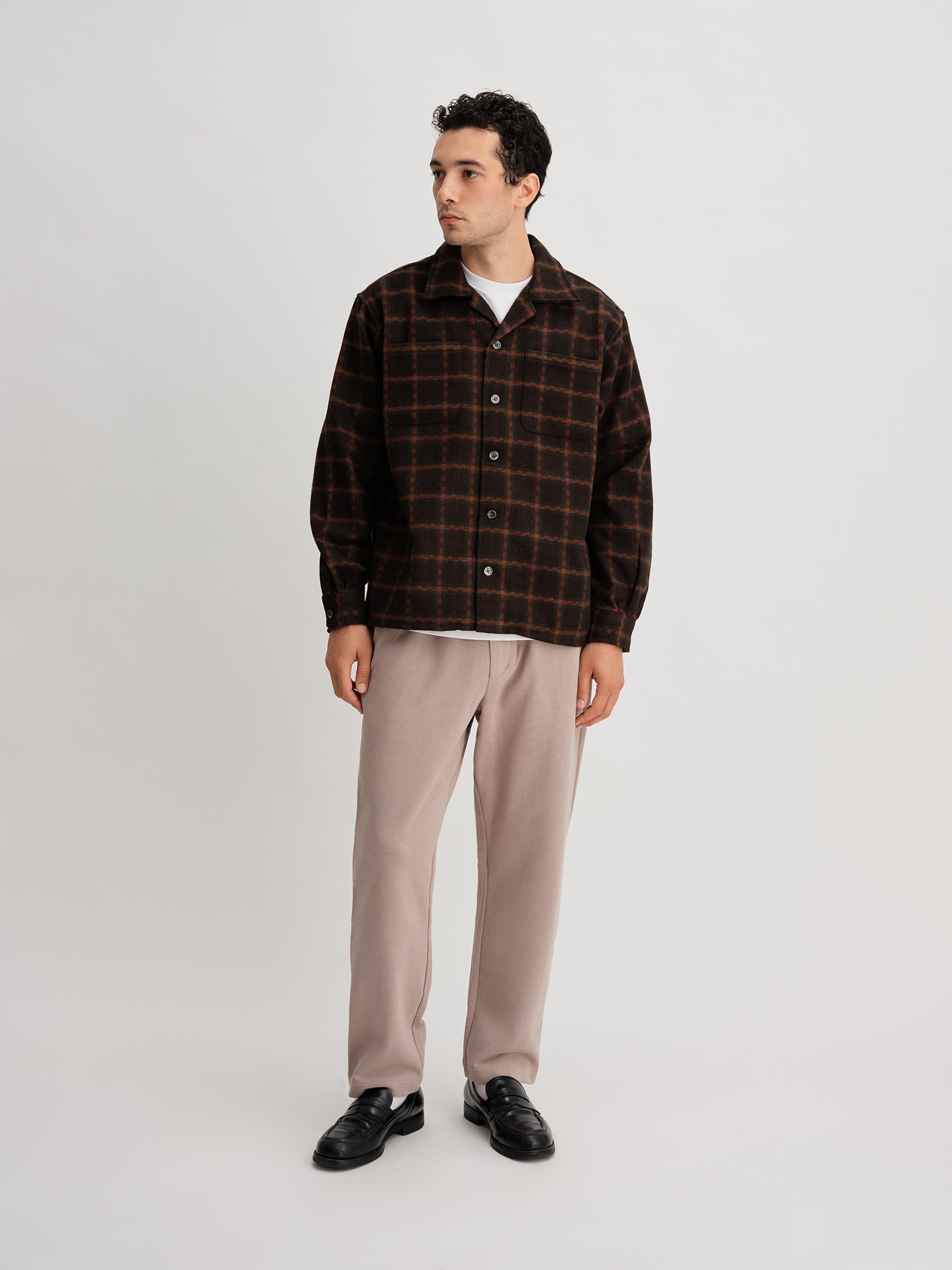 Open Collar Flannel Check Shirt