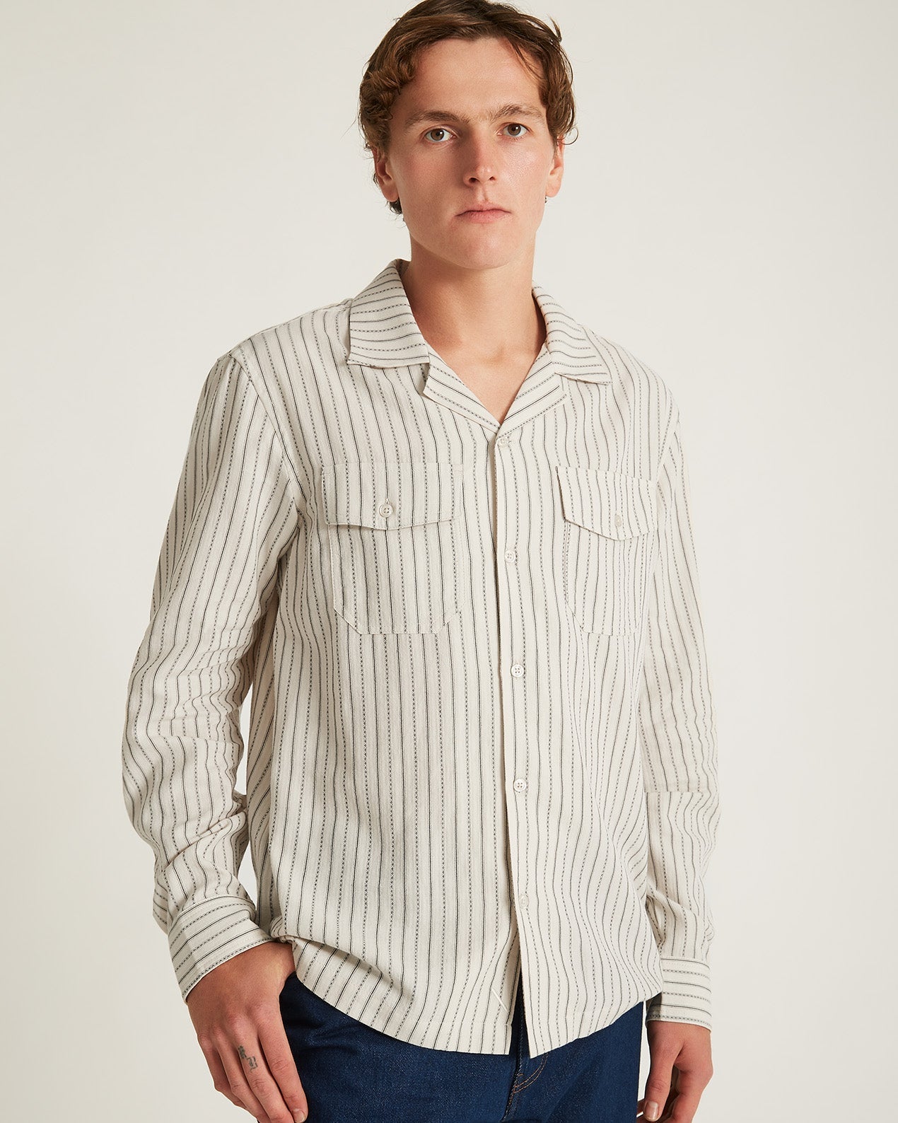 Marco Brushed Shirring Long Sleeve Shirt