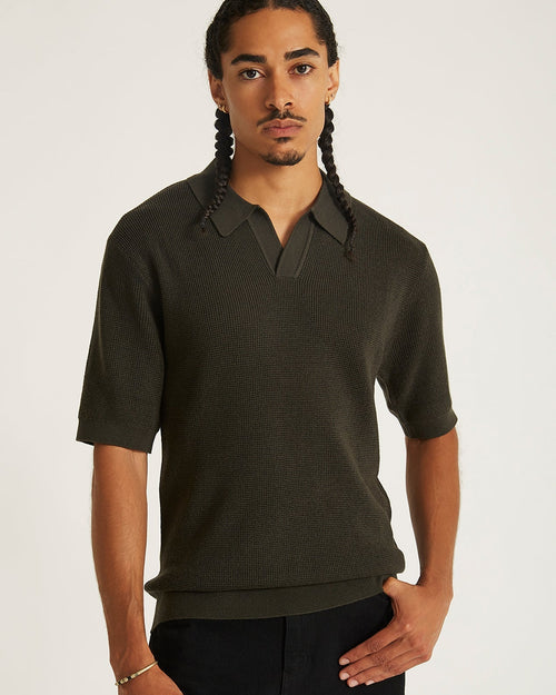 Alex Merino Wool Open Placket Polo