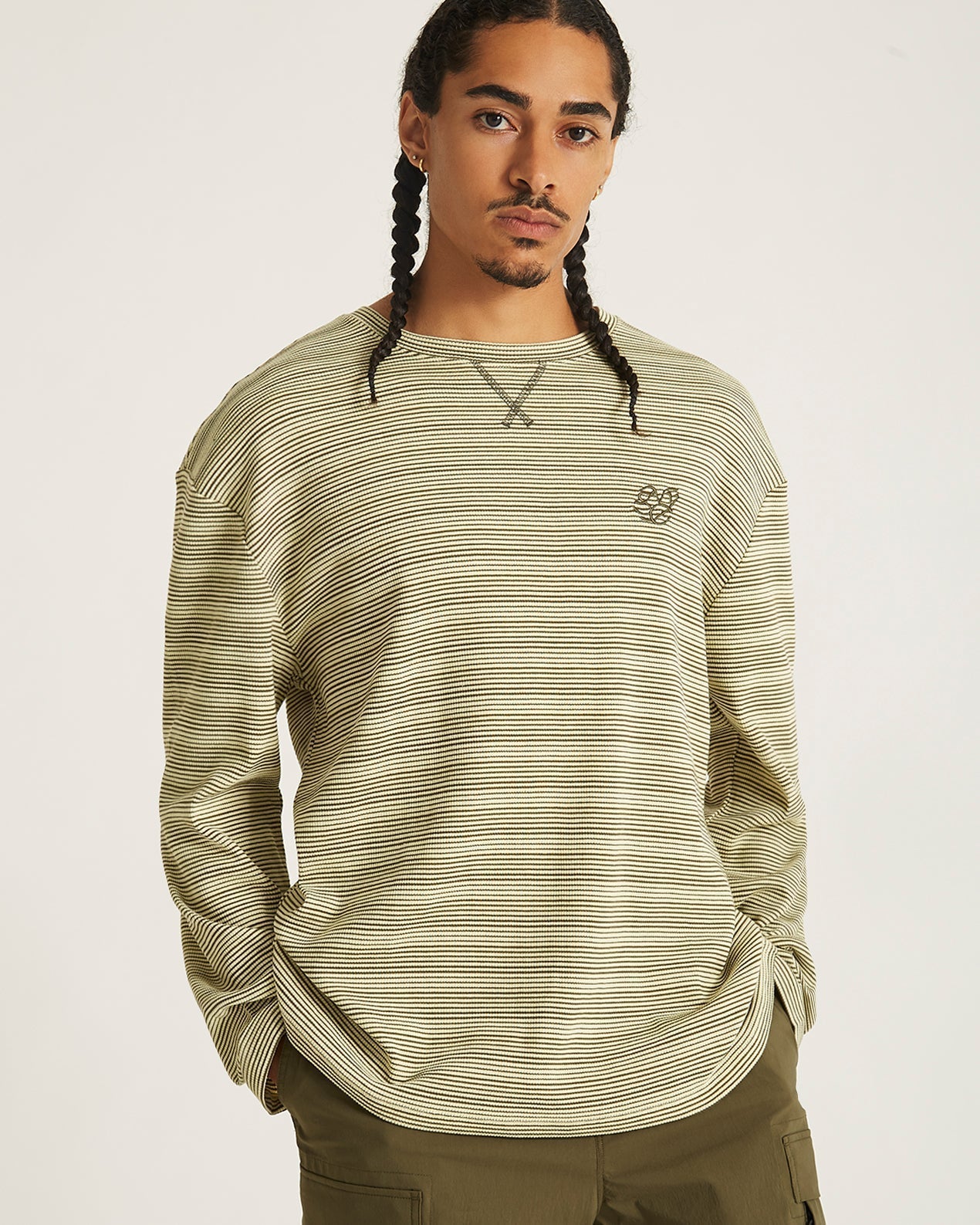 Striped Waffle Relaxed LS Tee