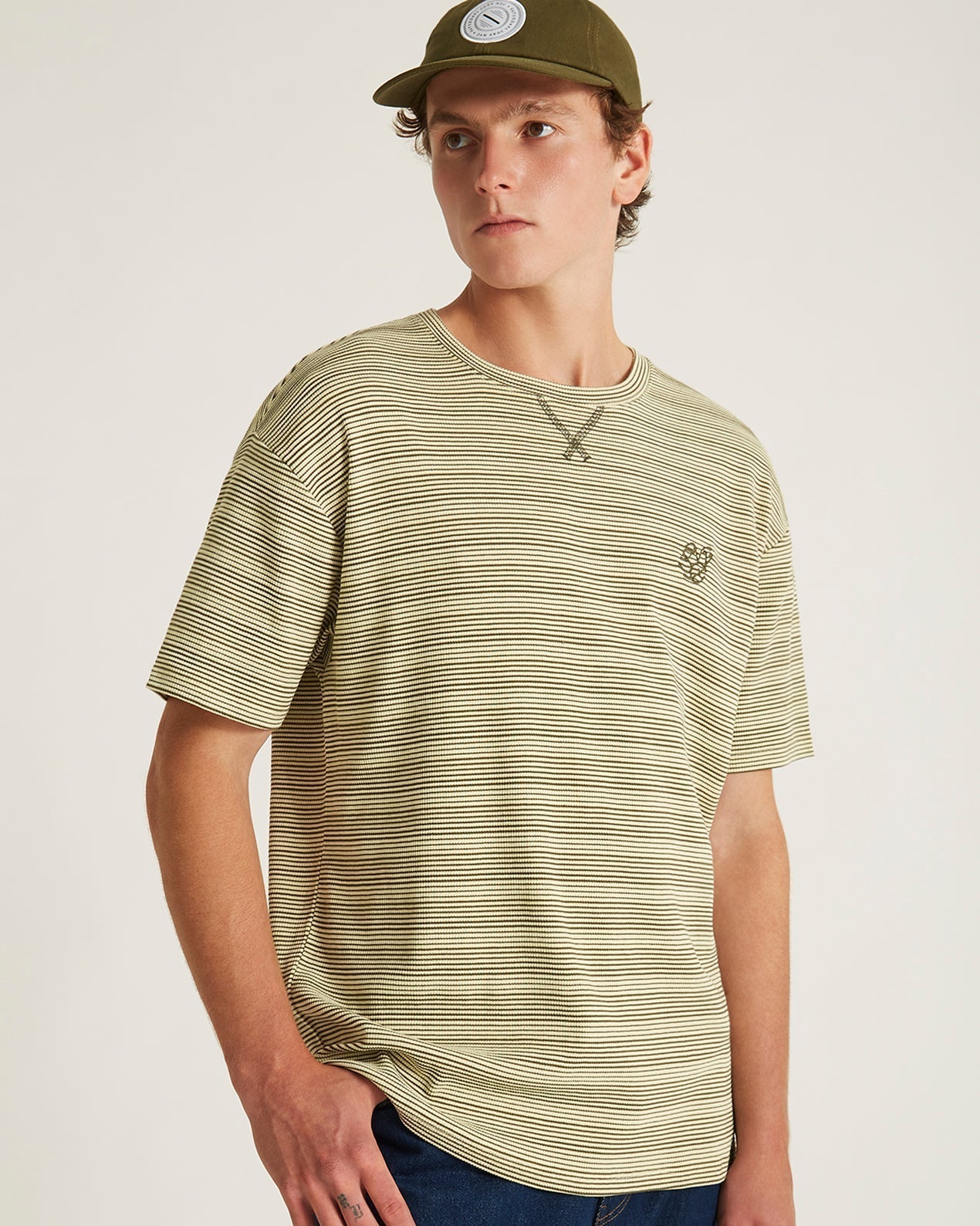 Striped Waffle Relaxed SS Tee