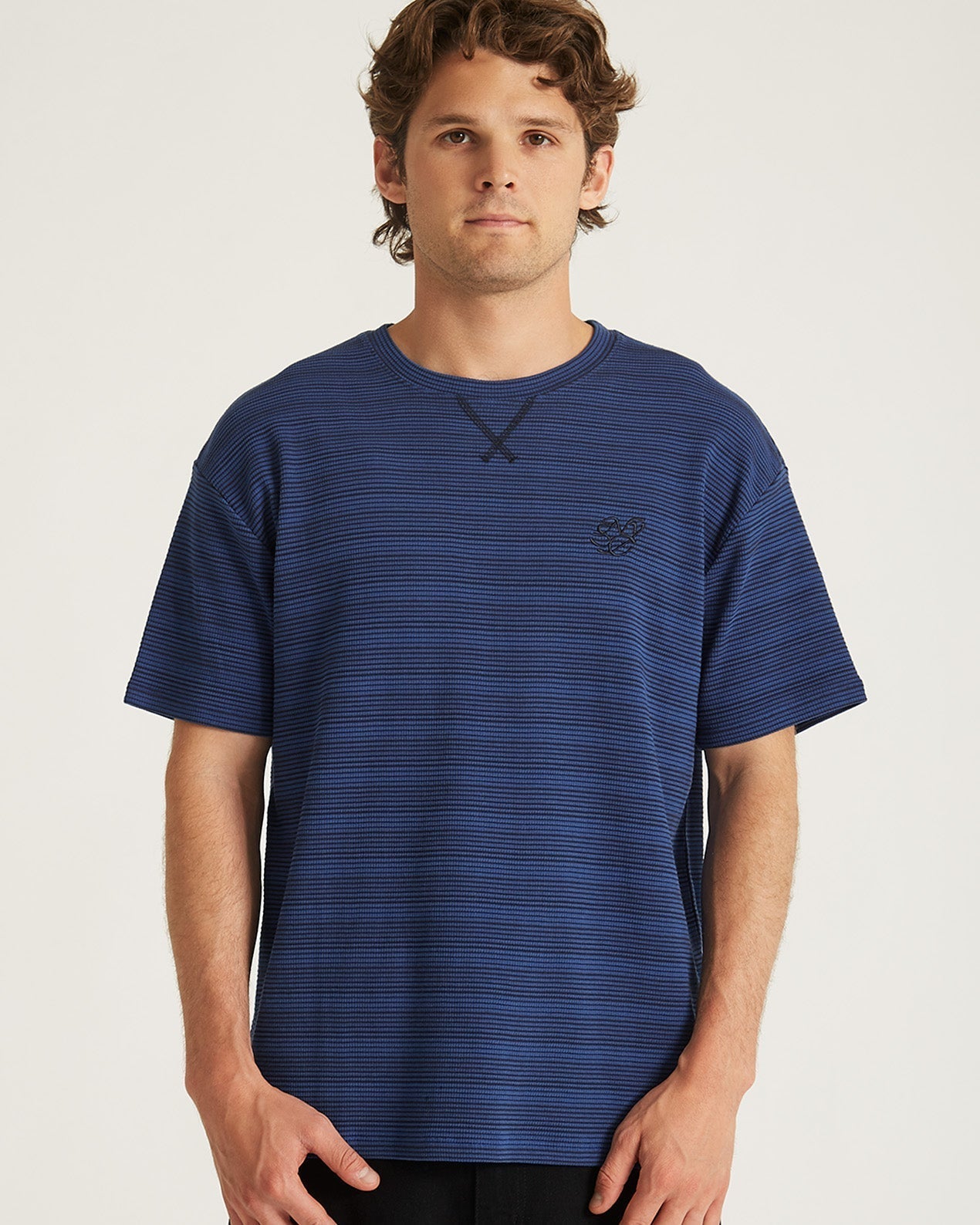 Striped Waffle Relaxed SS Tee