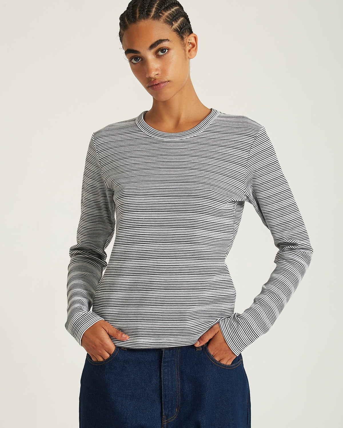 Striped Waffle LS Tee