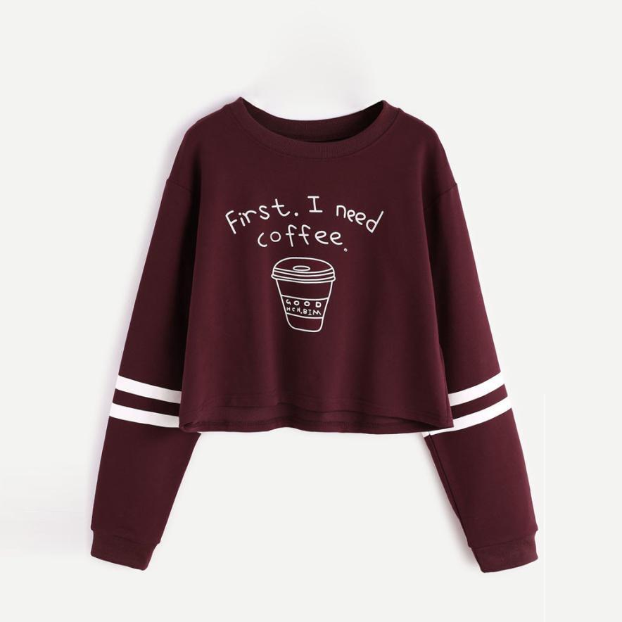 'First, I need Coffee' Striped Sweatshirt