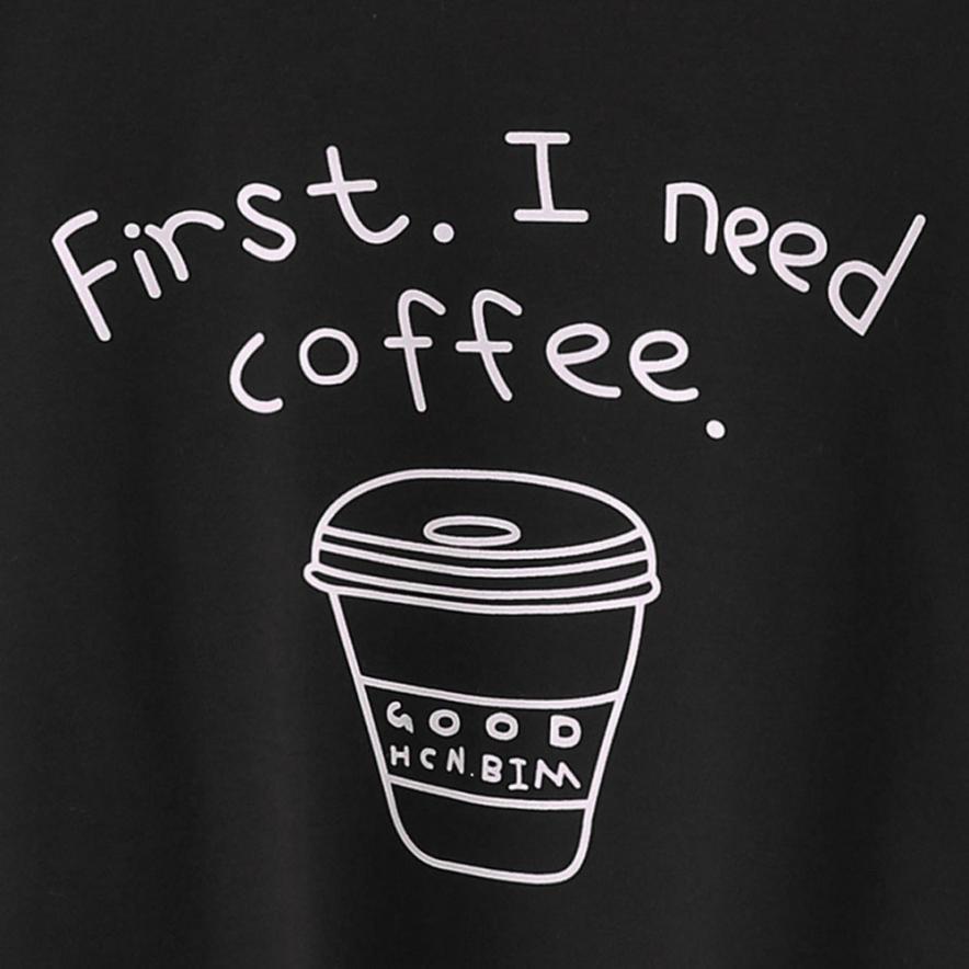 'First, I need Coffee' Striped Sweatshirt