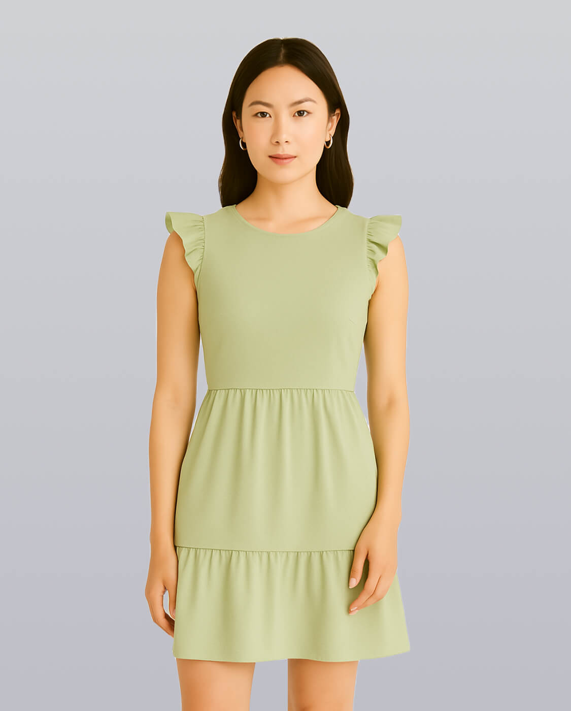 Ruffle Shoulder Mini Dress
