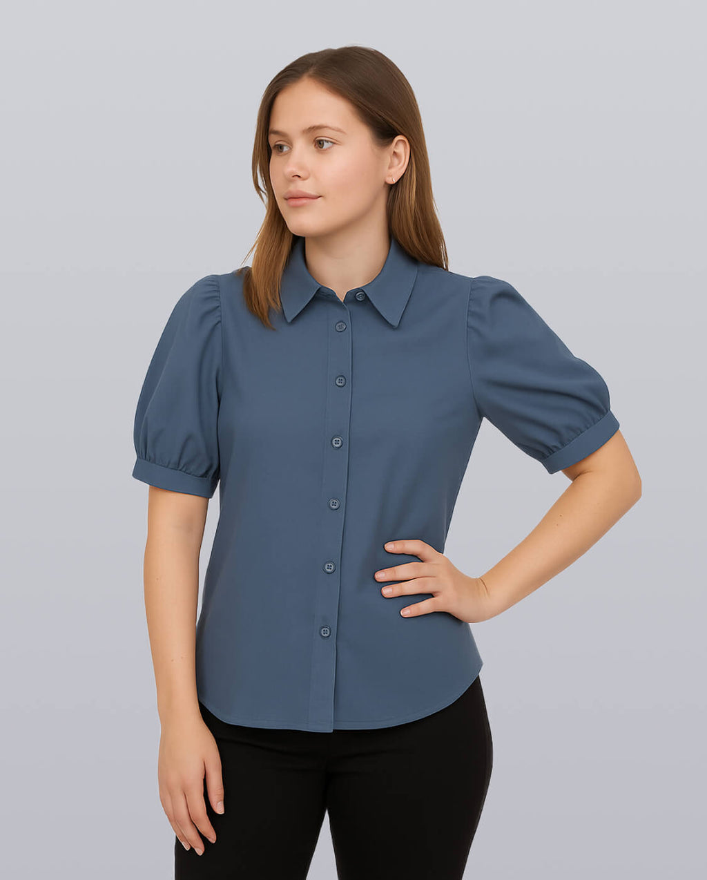 Puff Sleeve Collared Shirt image 2