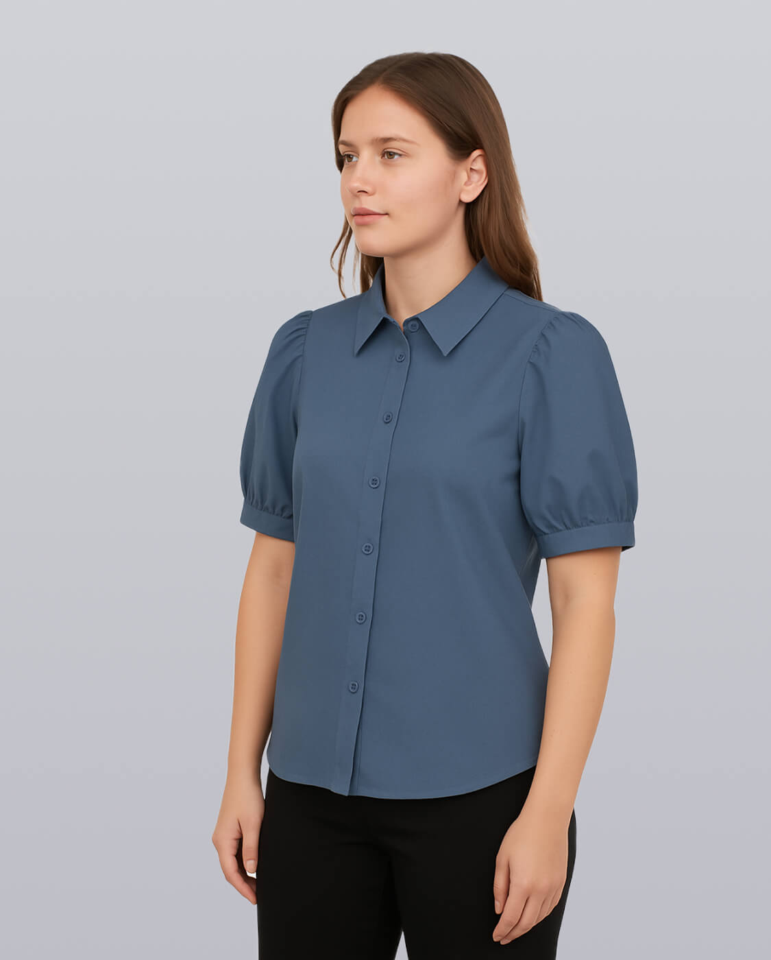 Puff Sleeve Collared Shirt image 3